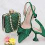 Luxury rainbow pointy bow high heeled sandals ladies pumps stiletto women rhinestone designers heeled sandals with handbag