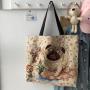 Large Capacity Cartoon Printed Canvas Mommy Tote Bag Cute Shoulder Student Bag Portable Design