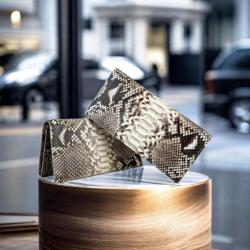Custom Designer Fashion Classic Luxury Genuine Snake Skin Leather Women Men Unisex Long Bifold Wallet For Men Famous Brands