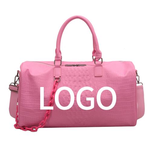 Custom Logo Lightweight Crocodile Pattern PU Short-distance Travel Duffle Girls Weekend Overnight Sport bag