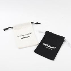 Custom Logo Printed Canvas Cotton Drawstring Dust Bag Black White Thick Cotton Jewelry Packaging Cosmetic Pouch