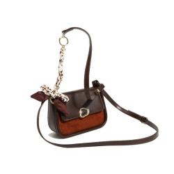 2024 Custom Hot Selling Suede Leather Shoulder Bag For Women With Scarf Metal Chain