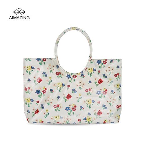 Tote Beach Bags Colorful Large Capacity Cosmetic Bag With Handbag Waterproof Flower Make Up Pouch for Lady