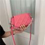 New Style Korean Simple Popular Women's Bag Summer Fashion Chain Pearl Texture Small Square Bag High Sense Diamond Lattice Bag