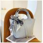 2022 New Fashion Lady Designer Bag All- Match Handbag with Scarf & Golden Lock for Women  Solid Color Pu Leather Tote Bag