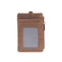 Badge Holder With Zip Vertical Style PU Leather ID Badge Holder with ID Window & Credit Card Pocket & Leather Neck Lanyard Strap