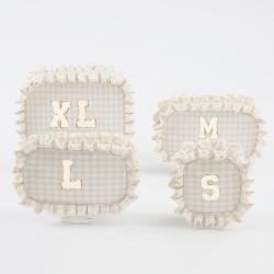 Keymay Popular 5 Colors S M L XL Chenille Letter Patches Gingham Ruffle Bag Cute Cosmetic Bag Large Makeup Bag Travel Pouches