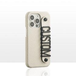 Custom Genuine Leather Smartphone Mobile Phone Case Cover With Metal Initial Letters Handle For Iphone 13 14 15 pro Max 14 Plus