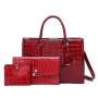 CCF111 Luxury Vintage Ladies Crocodile Pattern Shoulder Bags PU leather 3pc In One Ladies Handbag Set Messenger Bags For Women