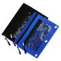 Gelory 3 Ring Zipper Pulls Double Pockets Pencil Case with Clear and Mesh Window Binder Pencil Pouches