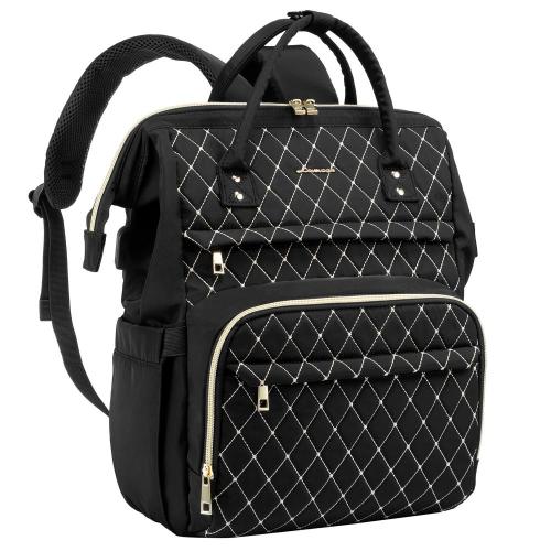 LOVEVOOK Quilted Nylon Elegant Ladies School Travel Backpack with USB Port Waterproof 15.6 In Large Women's Laptop Backpacks