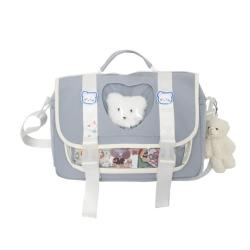 Factory supplier crossbody ita shoulder bag designer pin display window clear pvc custom ita bag