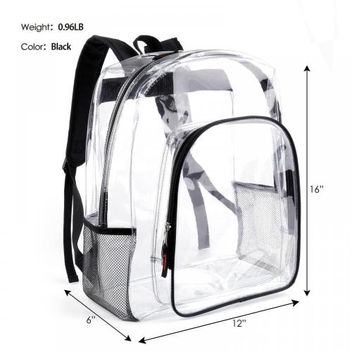 Personalized Stylish Heavy Duty Transparent Kids Student Clear Backpack with Reinforced Straps See-Through School Bag