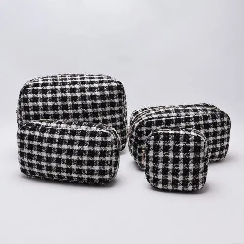Keymay New Design 5 colors Women Storage Travel Toiletry Bag Organizer Plaid Cosmetic Bag Checkered Makeup Bag
