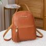 2024 Minimalist Personalized Leather Backpack Fashionable Korean Edition Tassel Book Bag Cheap Wholesale for Women