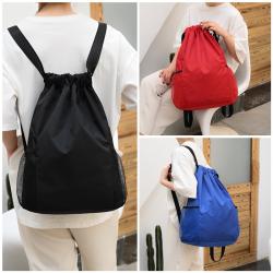 Gelory Promotion Custom Lightweight Waterproof Polyester Multi-purpose Sides Mesh Pocket Fitness Drawstring Backpack Bag