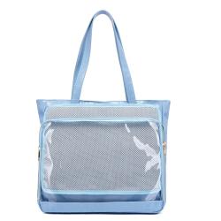 Wholesale Large Capacity Women Tote Bags Handbag Shoulder Bag Pins Display Clear Window Custom Ita Bag