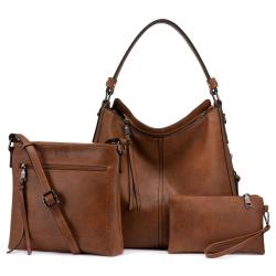 Realer 2021 Dropshipping PU leather hobo tote bags sets lady shoulder crossbody bag large capacity women purses and handbags