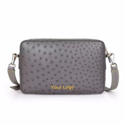 Bolso Para Hombre New Fashion Luxury Ostrich Skin Purse Custom Business Men Pouch Shoulder Bag Cross Body Casual Bag For Men