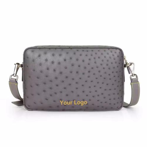 Bolso Para Hombre New Fashion Luxury Ostrich Skin Purse Custom Business Men Pouch Shoulder Bag Cross Body Casual Bag For Men