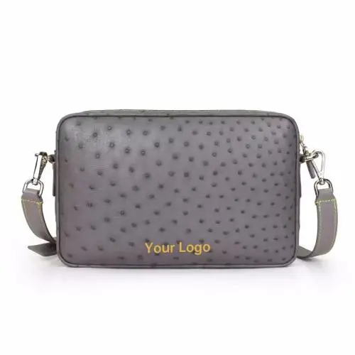 Bolso Para Hombre New Fashion Luxury Ostrich Skin Purse Custom Business Men Pouch Shoulder Bag Cross Body Casual Bag For Men