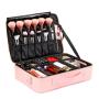 Multi-functional Female Pink PU Makeup Bag Tool Organizer Cosmetic Bag Brush Holder Blank Makeup Brush Packaging Bag Box Plain