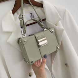 Versatile new 2023 women's bag solid color PU high texture portable box bag fashion trend Korean Single Shoulder Messenger Bag