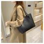 ZR539 Women's Bag PU Contrasting Color Retro Stitching Fashion Working Portable One Shoulder Female Girl Tote Bag Shopping Bag
