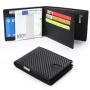 Custom mens pu leather wallet rfid blocking carbon fiber pattern wallet with euro style money clip