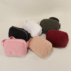 Keymay RTS Stock Winter Sherpa Fluffy Fanny Pack Everywhere Crossbody Waist Running Bag Teddy Fleece Belt Bag