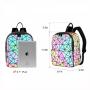 Lovevook geometric pu leather backpacks women Luminous backpack sets for ladies.