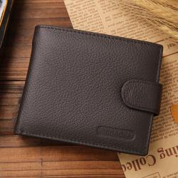Wallets For Men  Genuine Cow Leather Short Zipper Hasp Male Purse Coin Pocket Card Holder Vintage Men Wallets