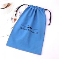 Customized Luxury Blue Thick Suede Drawstring Hat Shoes Clothes Packaging Pouch Logo Printing Velvet Dust Bag For Hanbdag