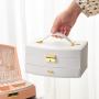 Wholesale high grade PU leather custom jewelry box packaging three layer double drawer multi grid storage box