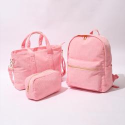 New Arrival Fashion Custom Women Men Corduroy Diaper Backpack Cosmetic Bags&Cases Duffel Bags Travel Handbag