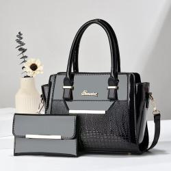 New design casual shoulder women's bag 2024 new large capacity tote bag bright leather fashion ladies handbag