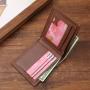 2024 New men's wallet men's short wallet simple fashion multi-card space lychee grain horizontal splicing leather wallet