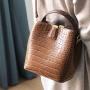 New Crocodile Pattern Bucket Bag Casual Portable Cross-body Shoulder Bag