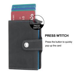 2024 Wallet Anti-Theft Brushed Pu Leather Automatic Pop-Up Rfid Coin Purse Dollar Clip Metal Card Holder