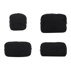 Eco Friendly Winter Soft Warm Fluff Furry Fuzzy Velvet Cosmetic Organizer Zipper 0Pouch Bag Women Teddy Makeup Bag