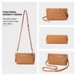 Custom New Luxury Designer Genuine Cowhide Leather Small Zipper Shoulder Bag Crossbody Cell Phone Purse Bags For Women Ladies
