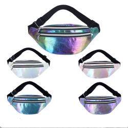 Gelory Custom Logo Laser Women Sports Waist Bag Shiny Holographic Waterproof Phone Fanny Packs