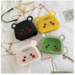 China Factory Customized PU Ita Bag Fashion Cartoon Small Chain Purse Lovely transparent PVC window shoulder bag