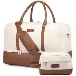 Custom logo Fashion PU Duffel Canvas Garment Bag with Shoe Compartment Toiletry Pouch Flight-Approved Luggage Duffle Travel Bags