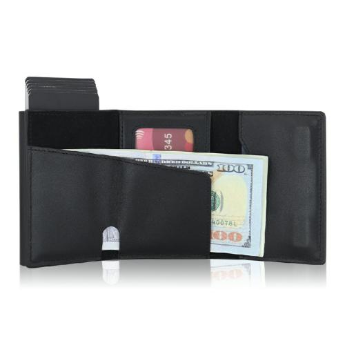 High Quality Rfid Protection Pop Up Magnetic Closure Wallet Thin Bifold with Multi-Card Case New Zipper Coin Pocket Purse