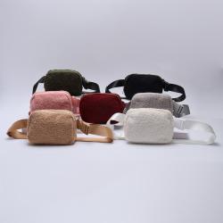 Keymay Multicolor Running Travelling Sherpa Crossbody Bag Fashion Fanny Packs Waist Bag with Adjustable Strap Fleece Belt Bag