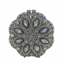 sac tendance 2024 Factory Wholesale Luxury Crystal Clutch Bags Purse Metal Chains Round Rhinestone Evening Bags For Woman