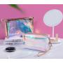 Gelory New Arrival Zipper Transparent Cosmetic Makeup Bag Custom Logo Clear PU Laser Multi-Purpose Makeup Bag