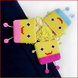 factory wholesale cute beaded bags animation character children's bag long strap shoulder crossbody handwoven bead bag
