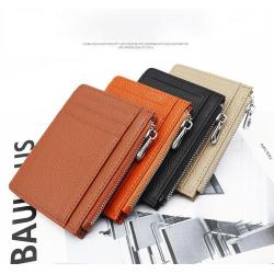 OEW086 Men's Wallet Genuine Leather Zipper Multi-card ID Credit Card Holder RFID Thin Wallet For Men Custom Logo Coin Purse